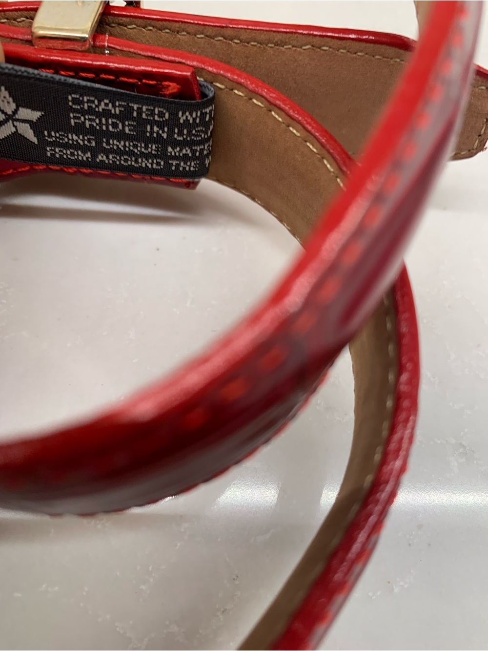 Brighton Red Croc-Embossed Leather Belt Golf with Silver Charm Size M 30” - Picture 7 of 9